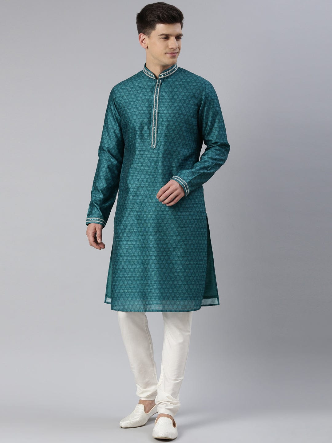 GREEN COTTON PRINTED KURTA SET