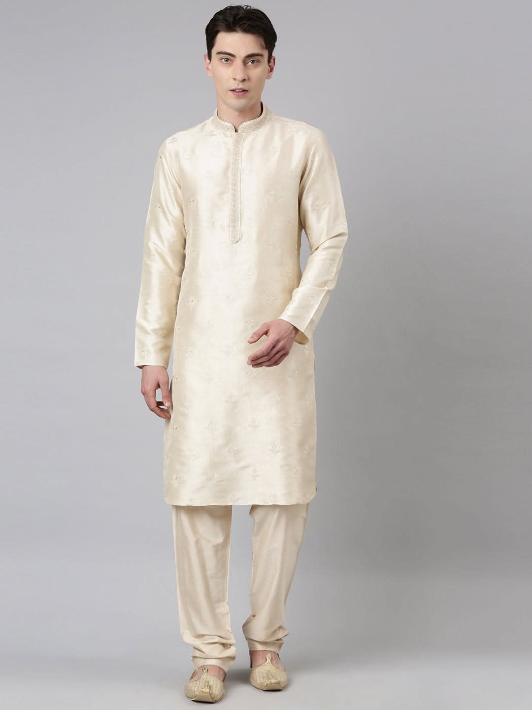 Light Gold Embroidery Kurta Set