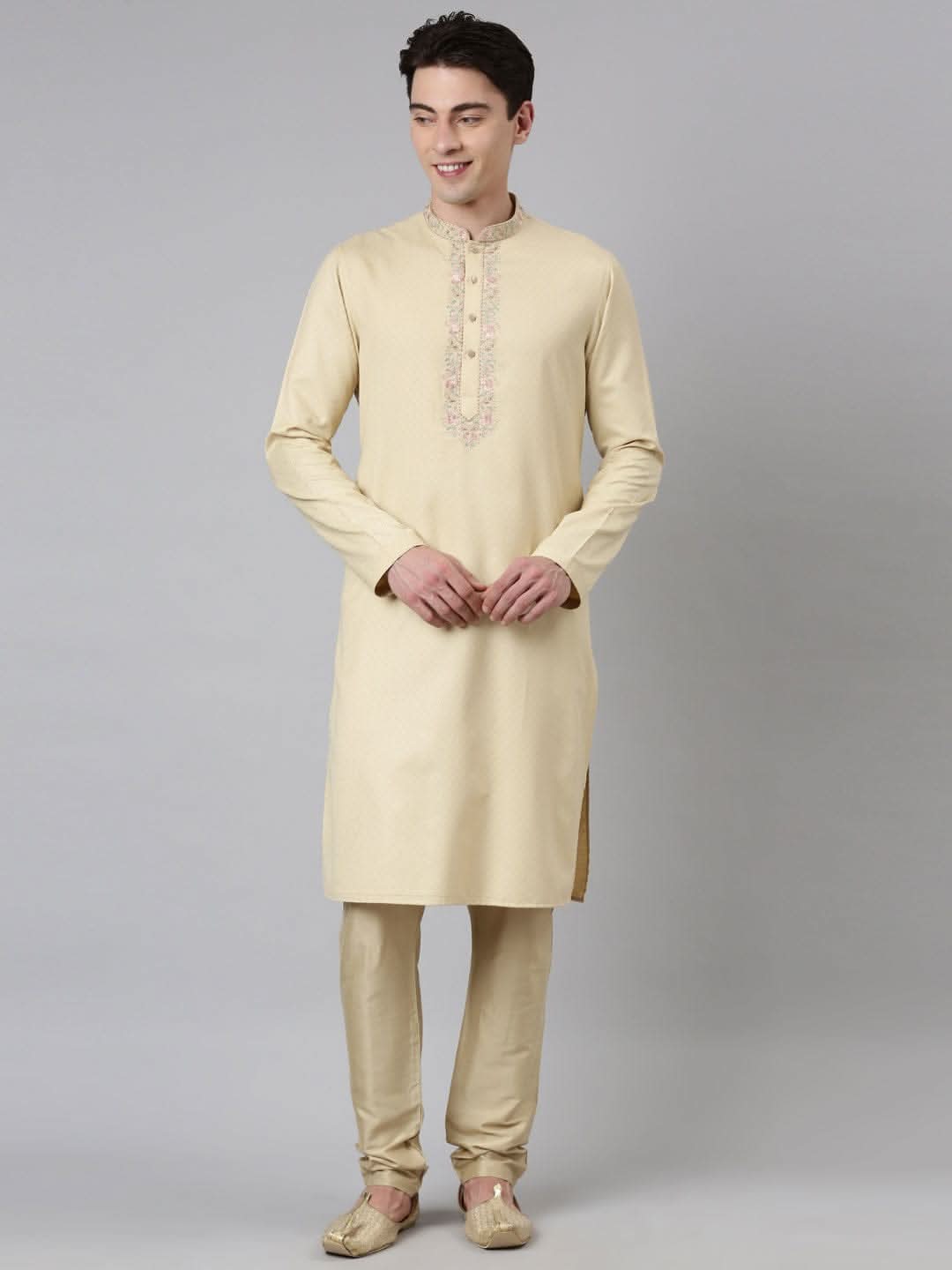 Beige Embroidered Kurta Set