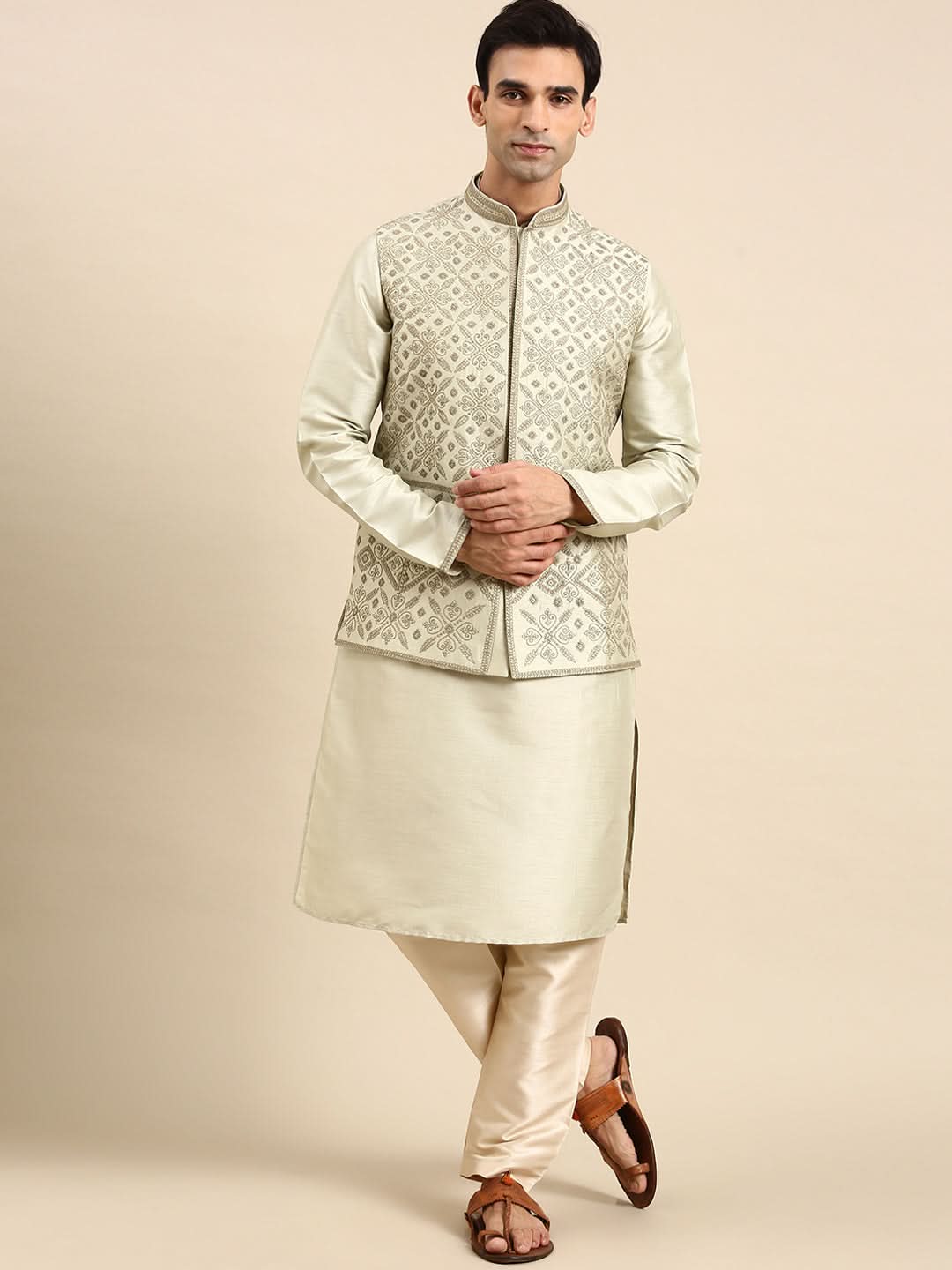 Olive Green Dori Embroidery Jacket