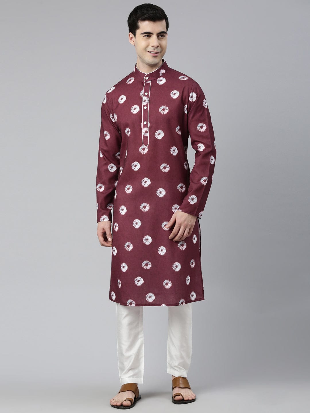 Maroon Bandhani Kurta Set