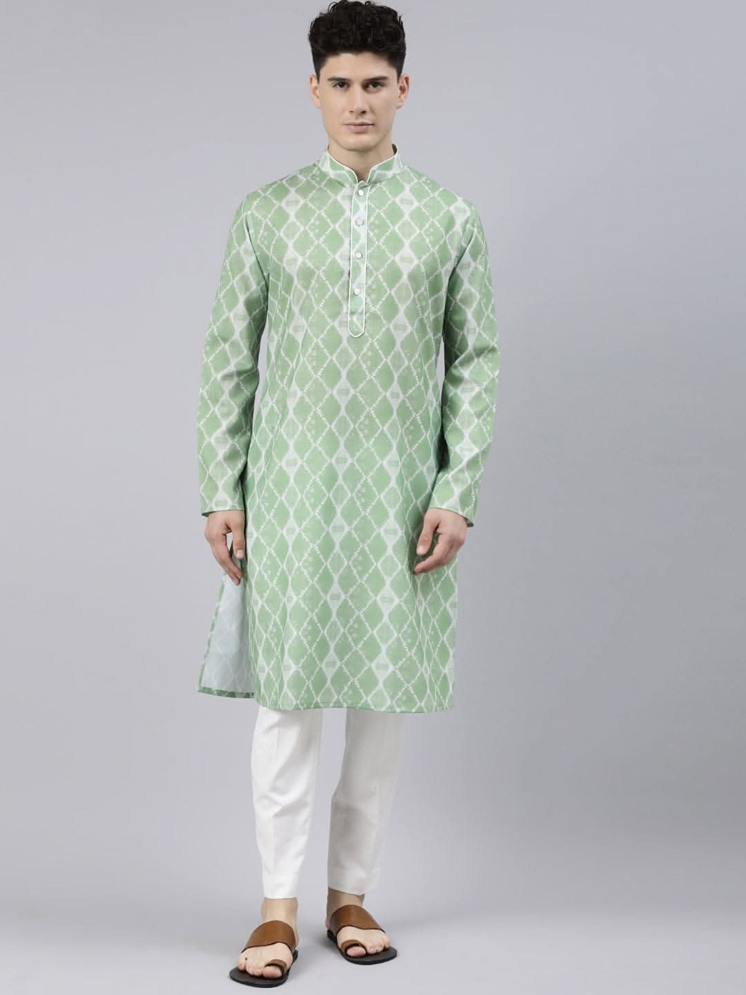 Light Green Tie Dye Kurta Set
