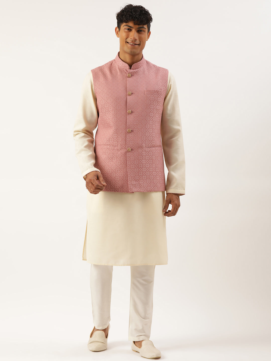 Old Rose Cotton Jacquard Jacket