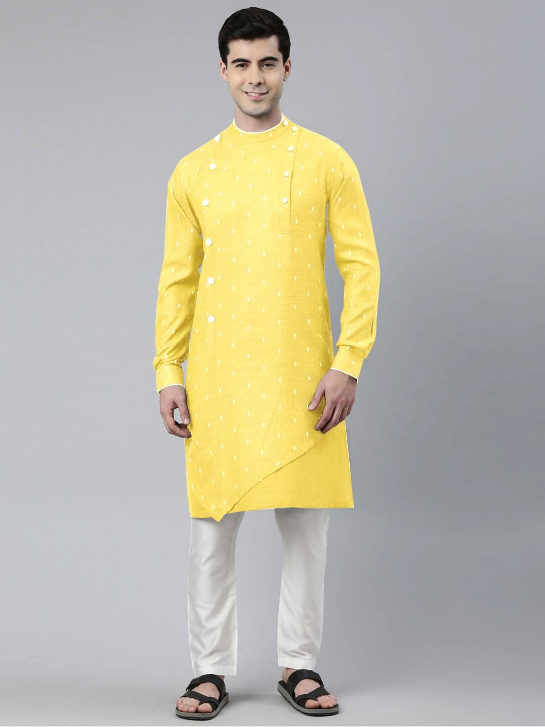 Light Yellow Asymmetrical Kurta Set