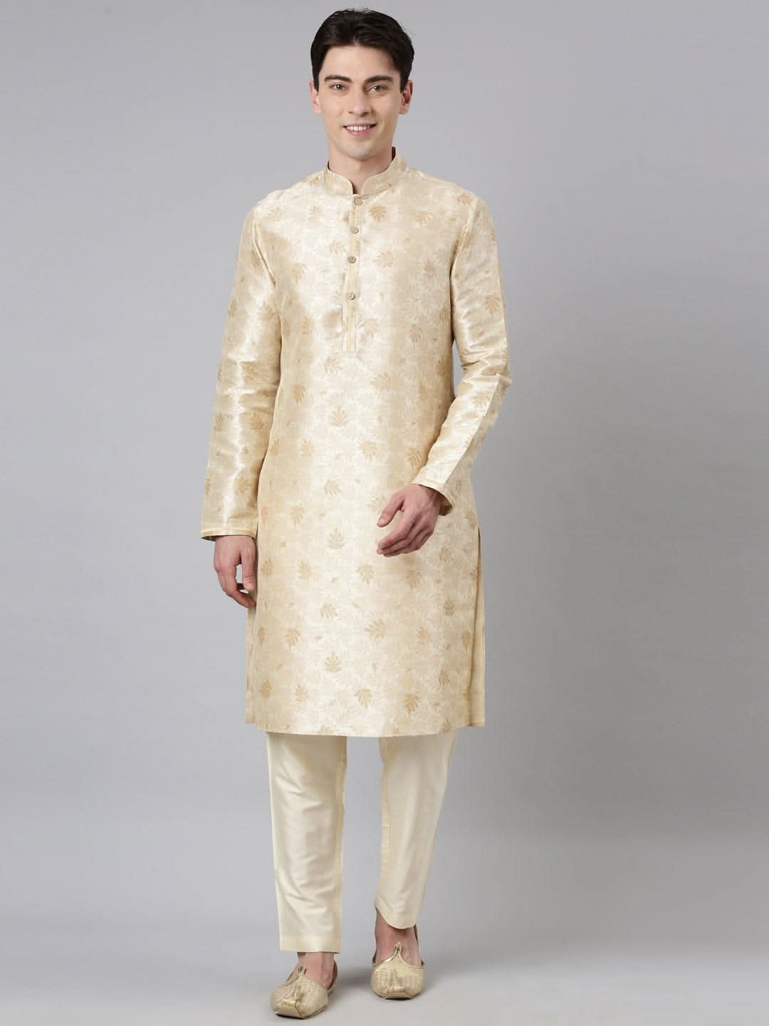 Beige Printed Kurta Set