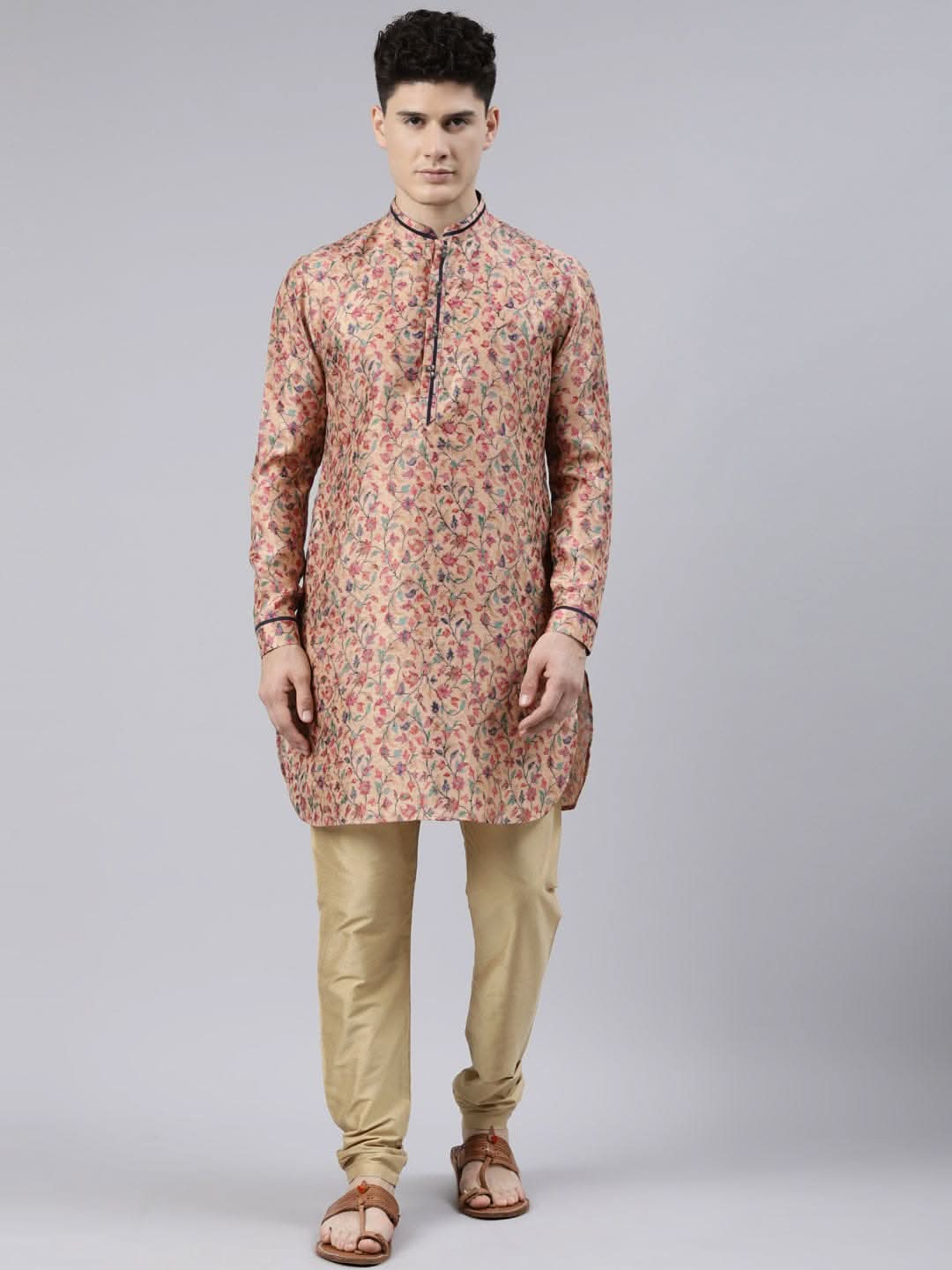Light Orange Pashmina Printed Kurta Set