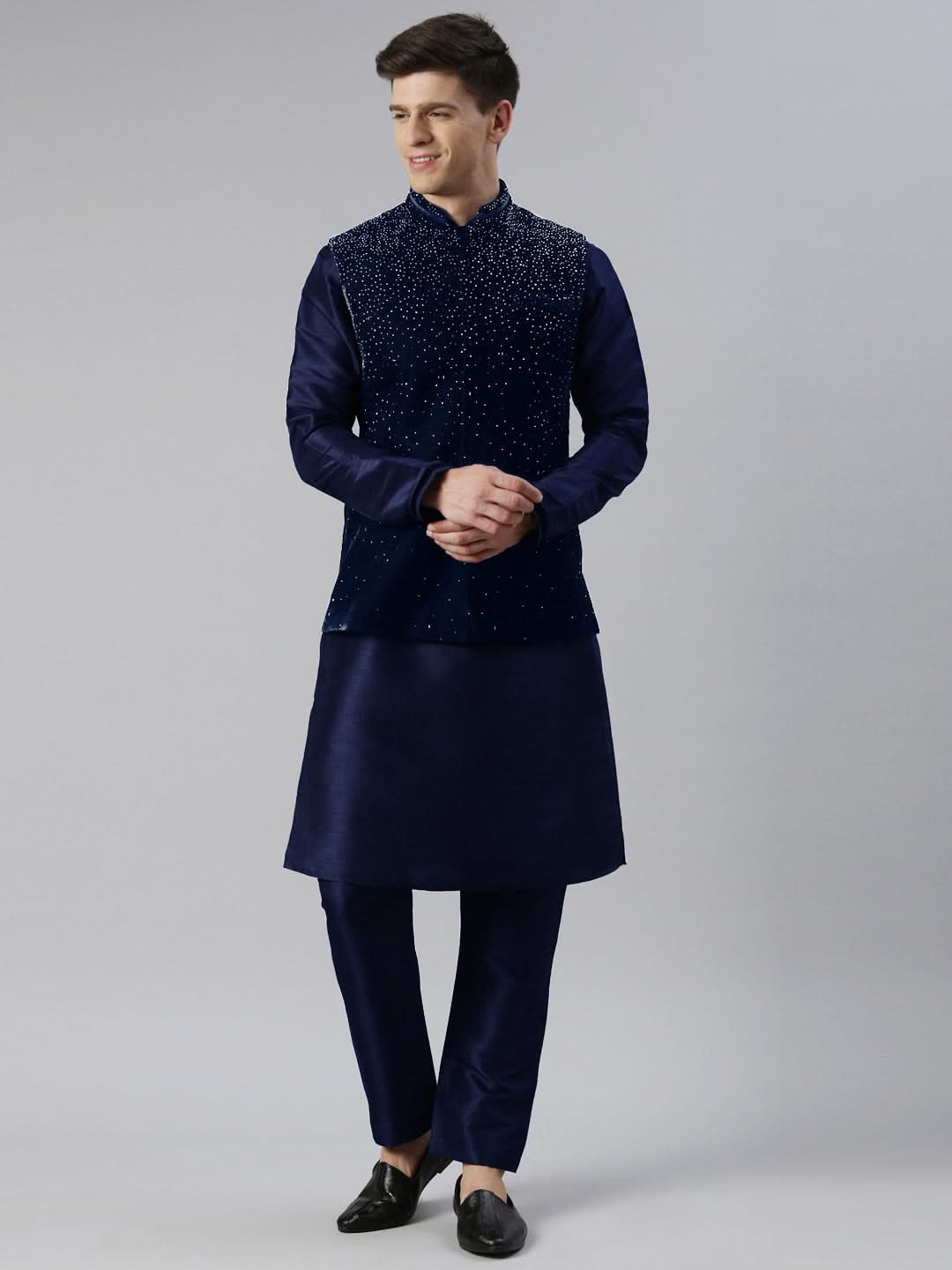 Blue Velvet Hand Embroidery Jacket