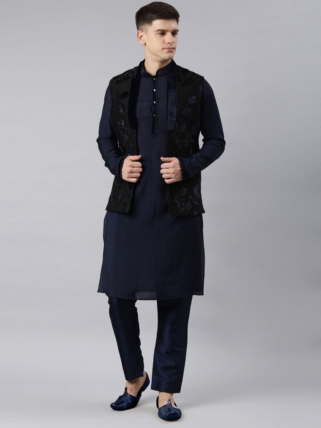 Navy Jacquard Jacket