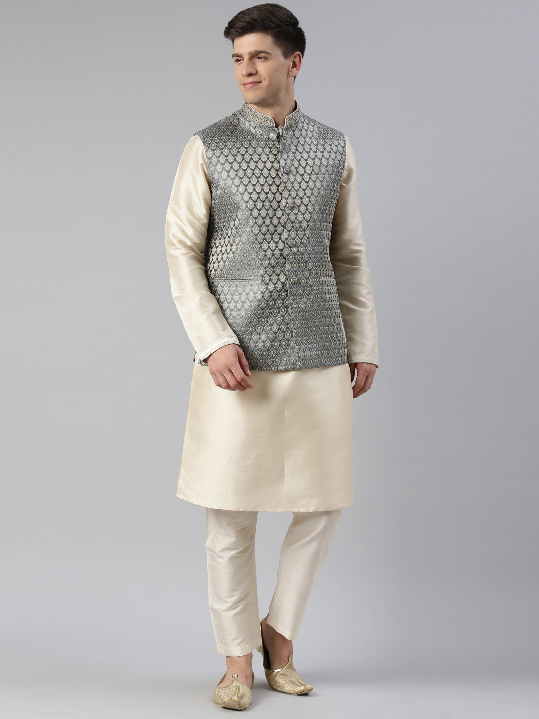 Grey Banarasi jacquard Jacket