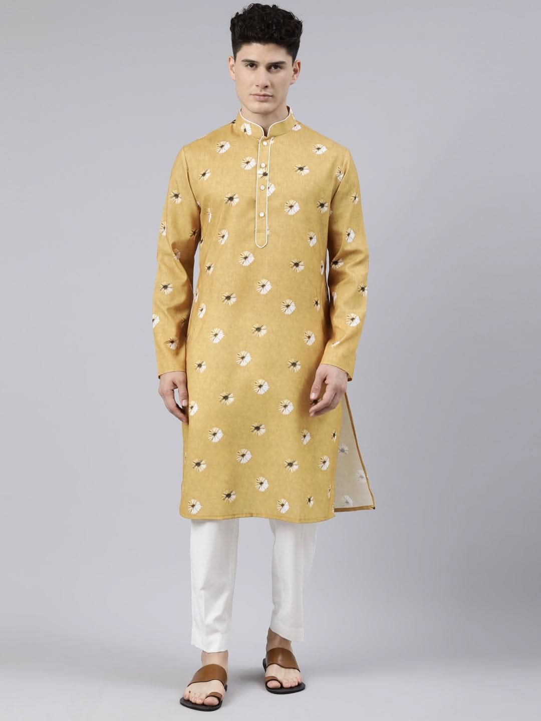 Mustard Bandhani Kurta Set