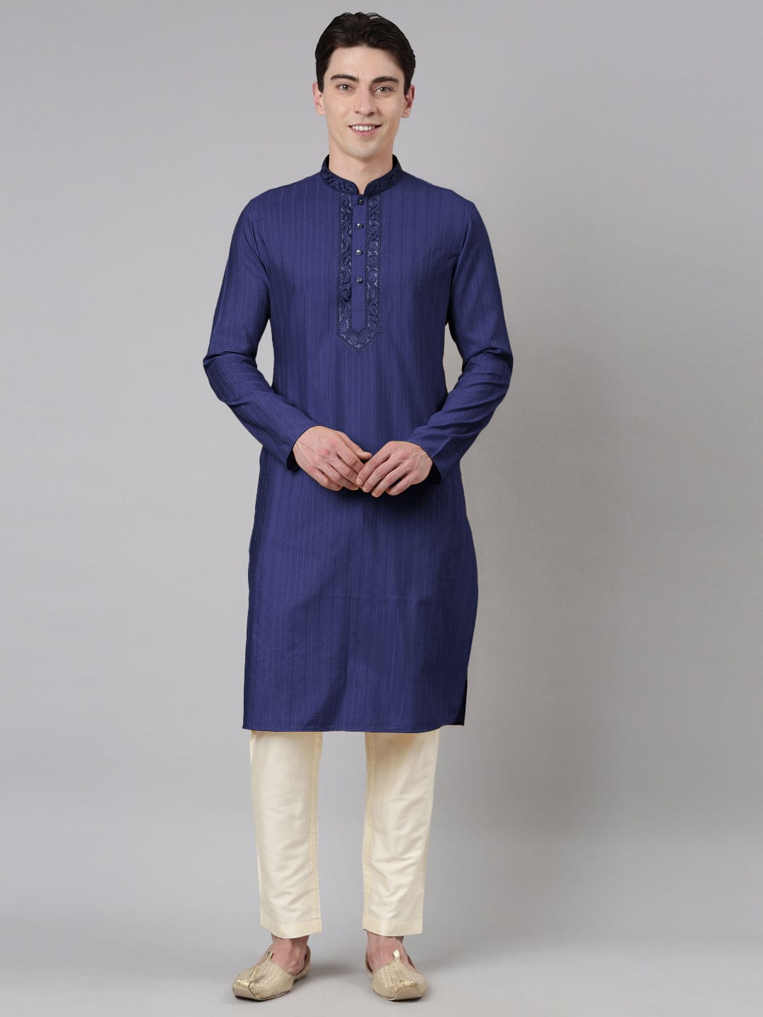Navy Embroidered Kurta Set