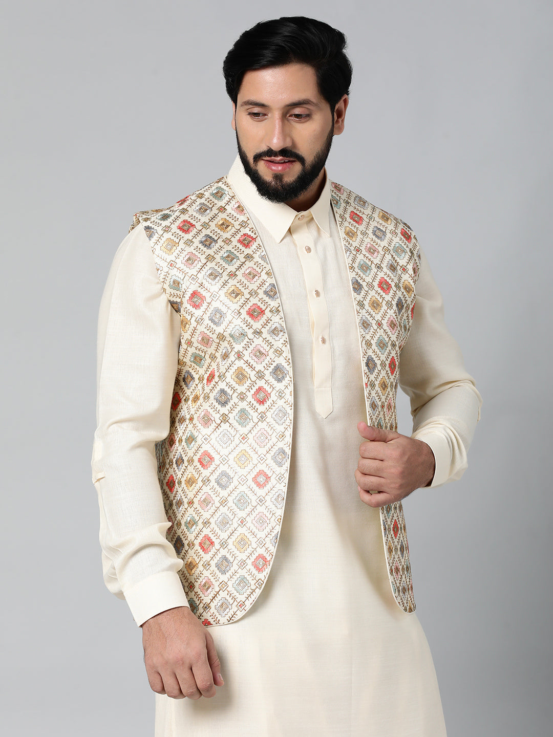 Cream Ethnic Jacket