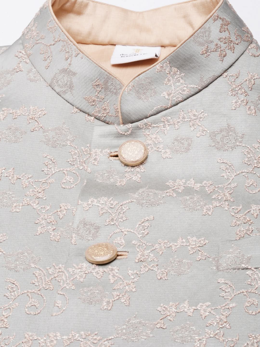 Grey Peach Jacquard Jacket