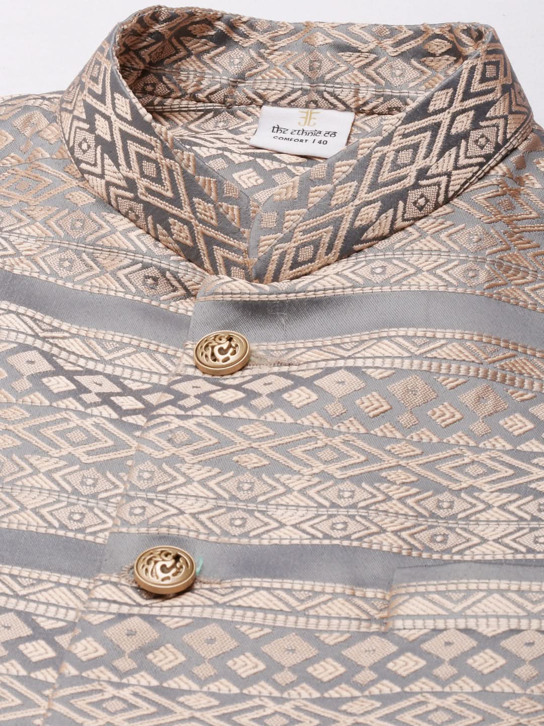 Grey Peach Jacquard Jacket