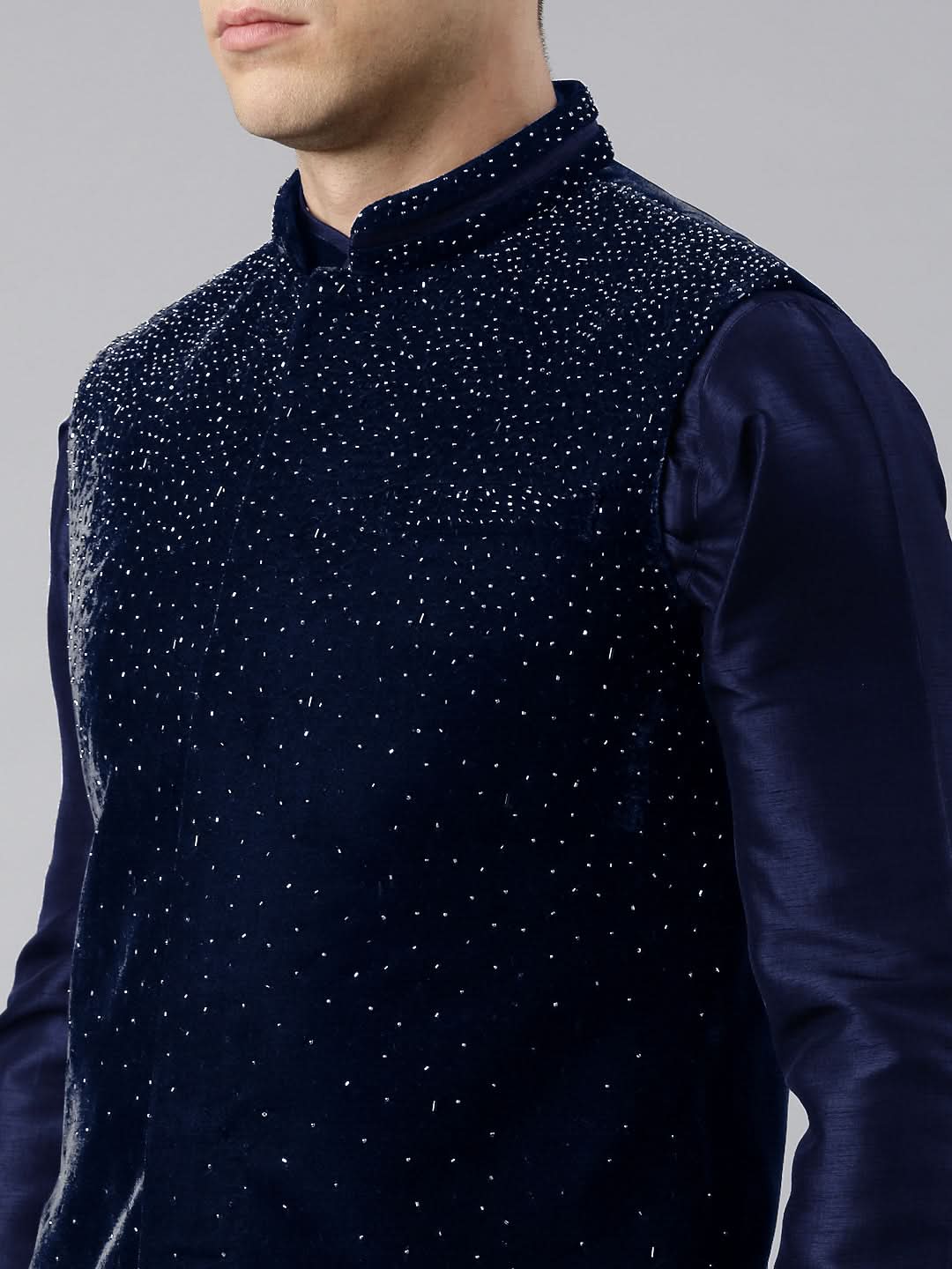 Blue Velvet Hand Embroidery Jacket