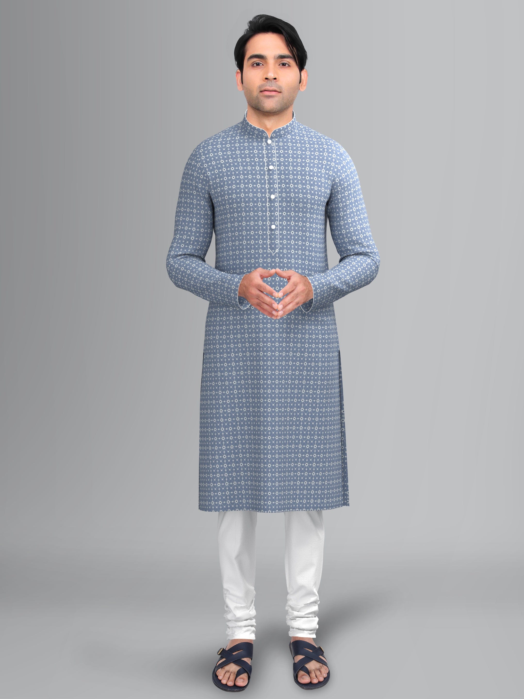 Bluish Grey Chikankari Kurta Set