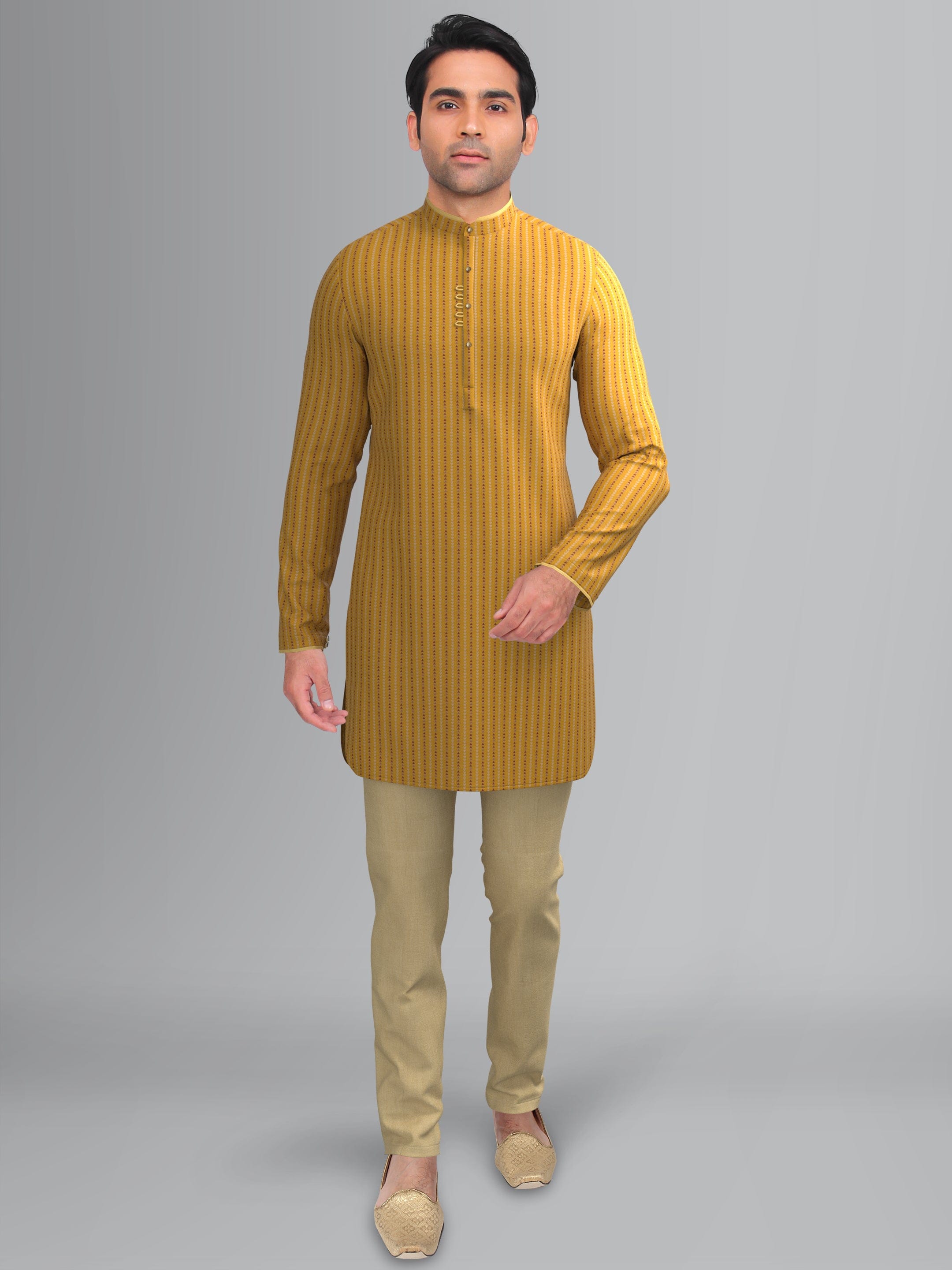 Printed Mustard short Kurta