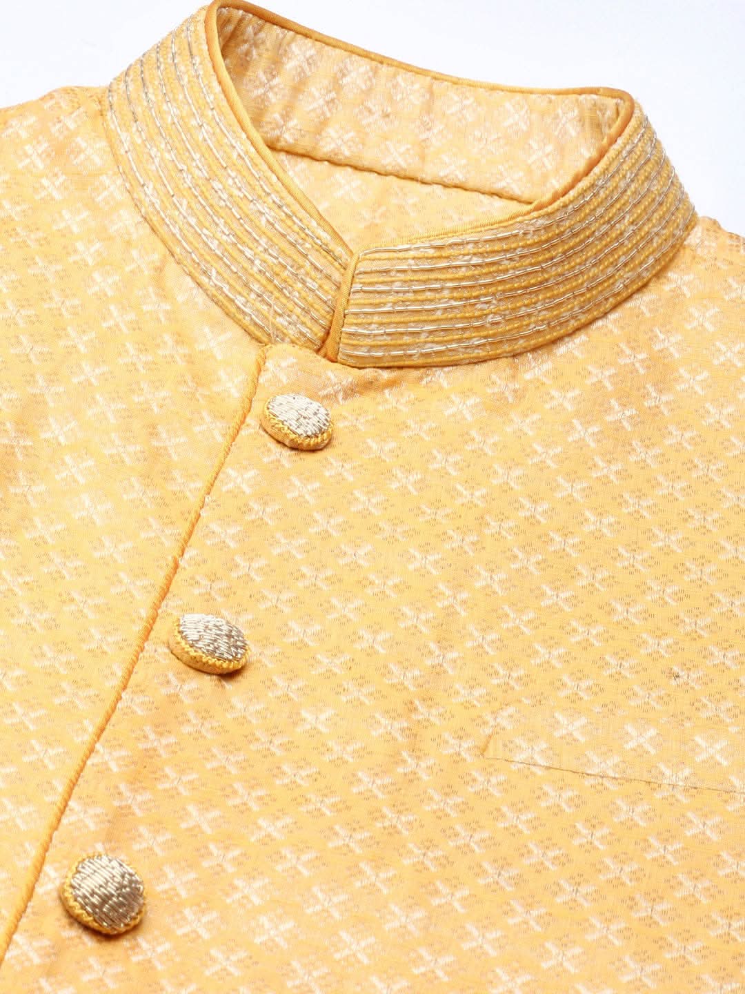 Mustard Geometric Jacquard Jacket
