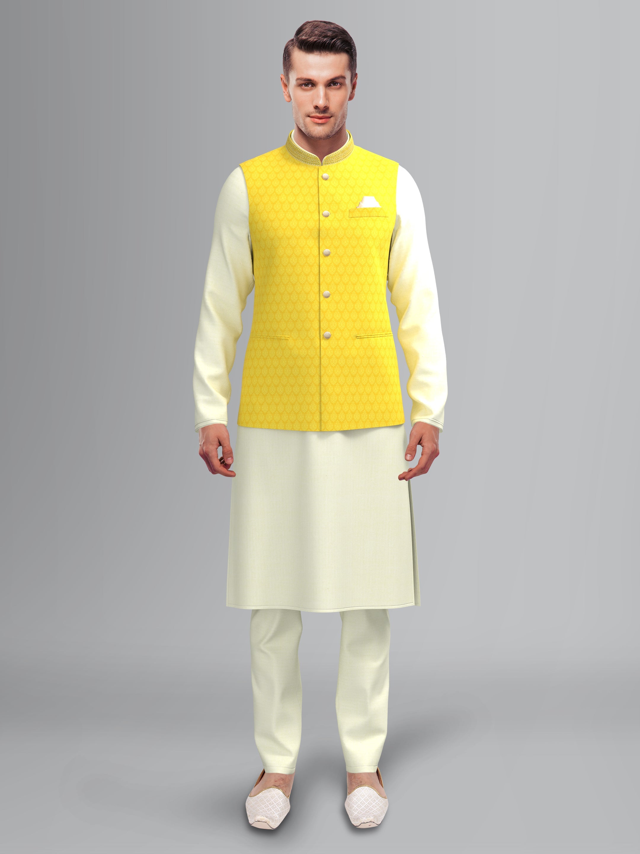 Yellow Jacquard Jacket
