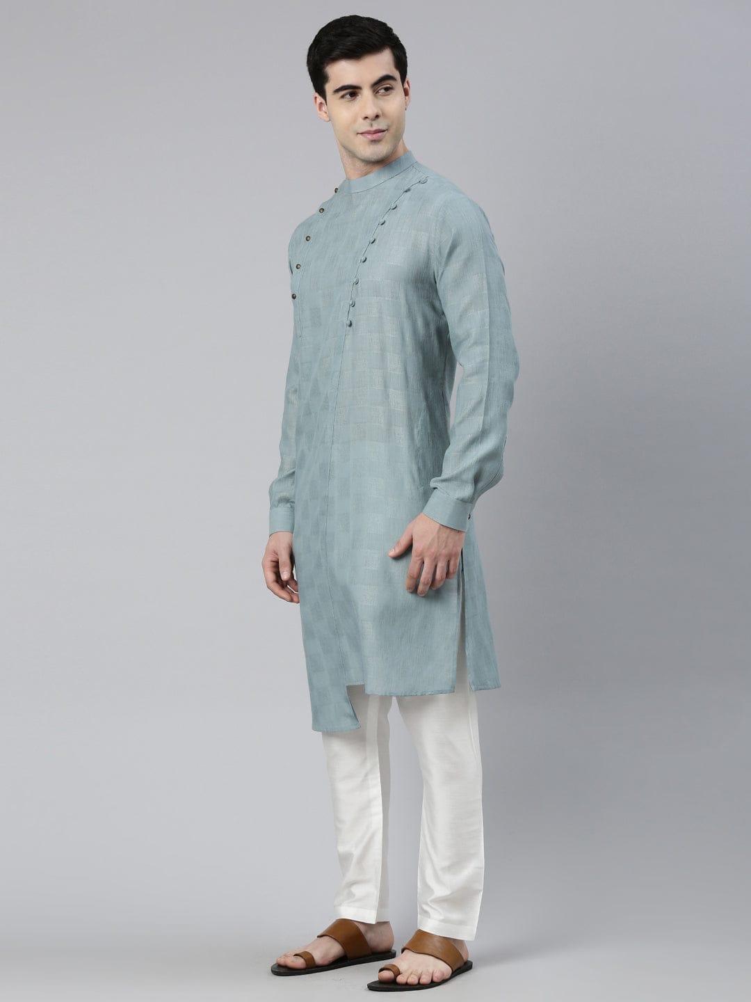 Light Teal Green Asymmetrical Kurta Set