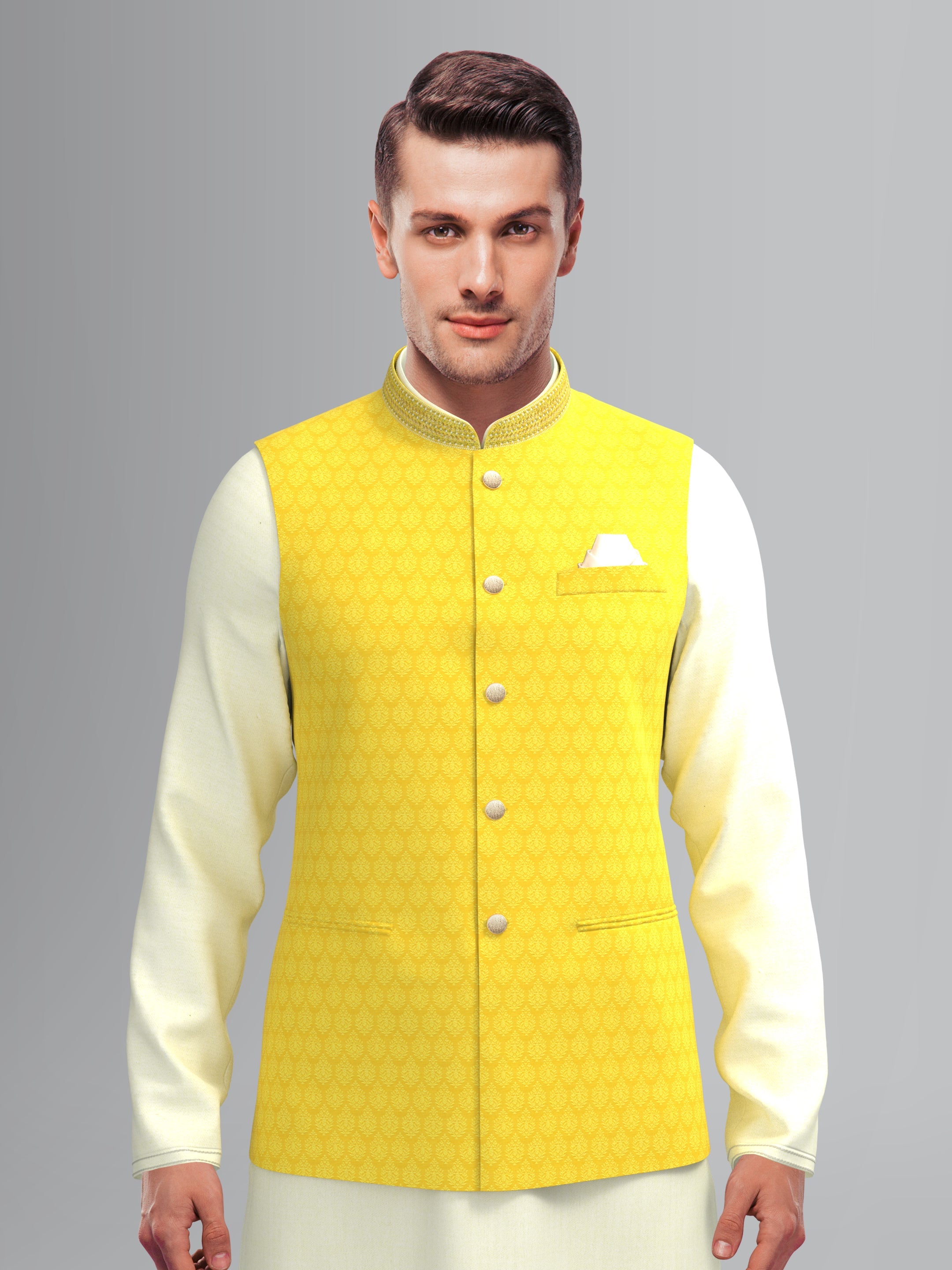 Yellow Jacquard Jacket