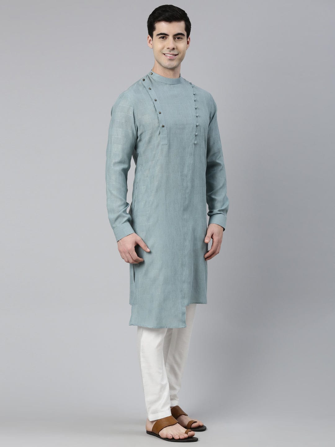 Light Teal Green Asymmetrical Kurta Set