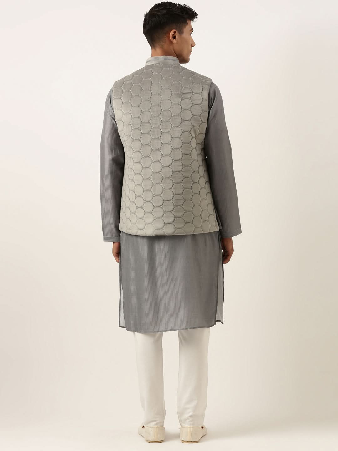 Grey Velvet Quilted Jacket