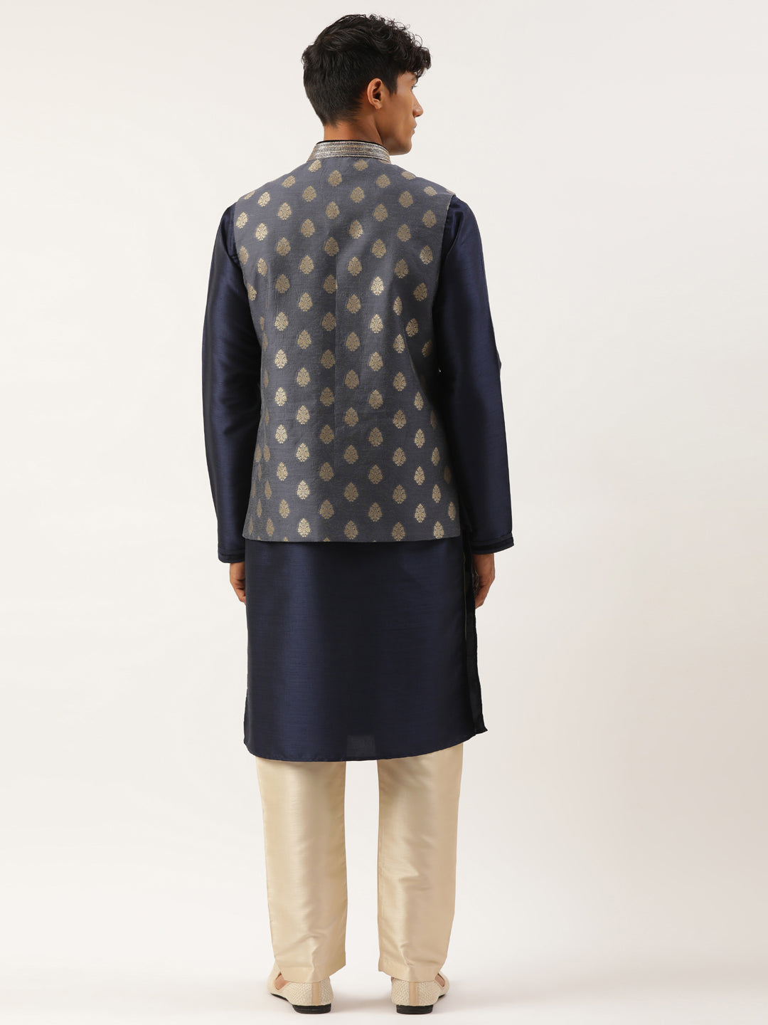 Navy Jacquard Gold Booti Jacket