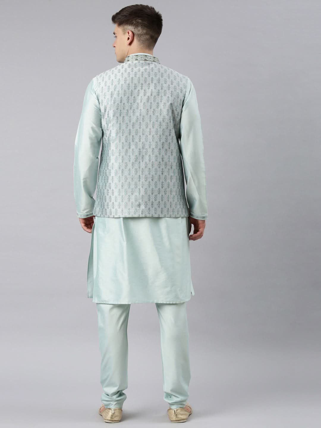 Light Blue Printed Jacquard Jacket