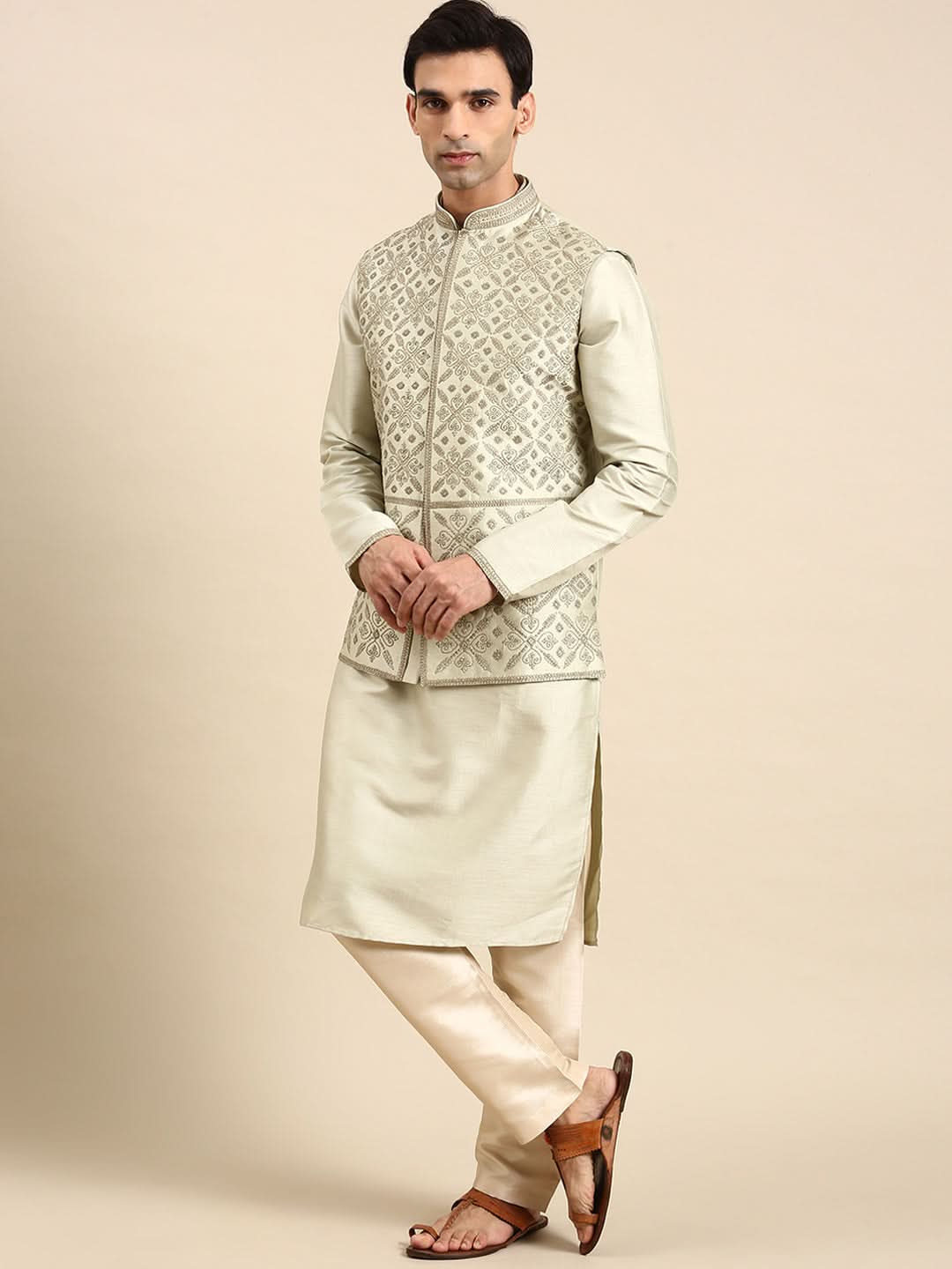 Olive Green Dori Embroidery Jacket