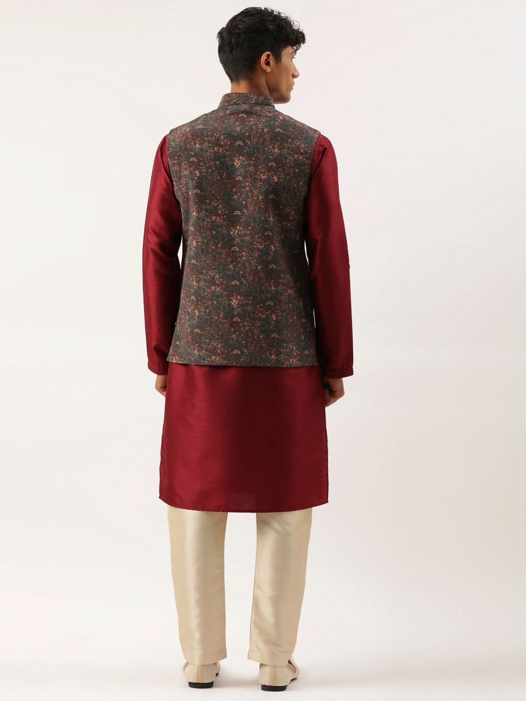 Charcoal Grey Printed Jacket