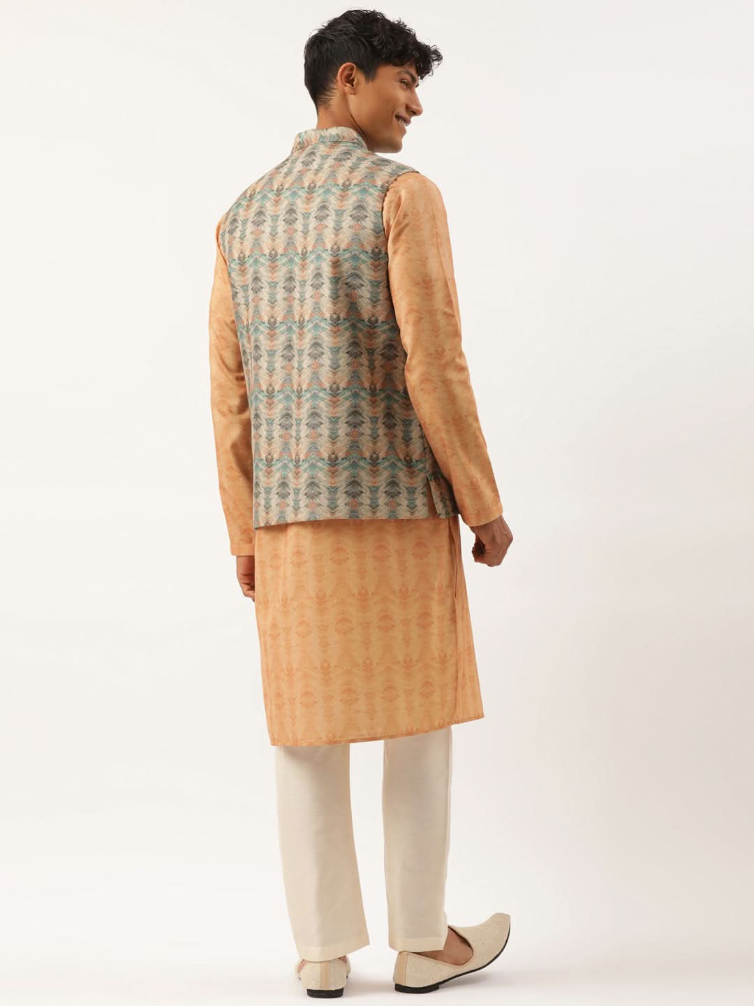 Beige Pleated Bundi