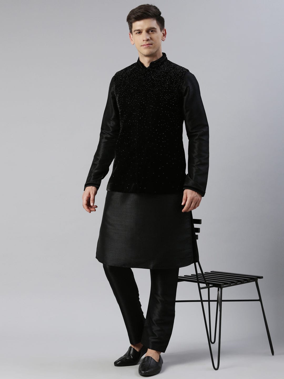 Black Velvet Hand Embroidery Jacket