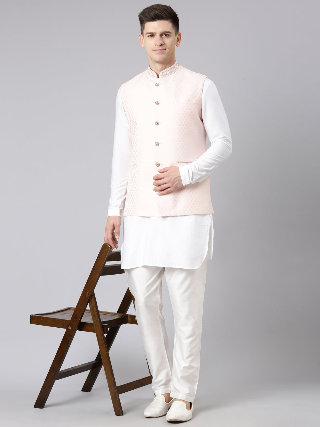 Peach Jacquard  Jacket