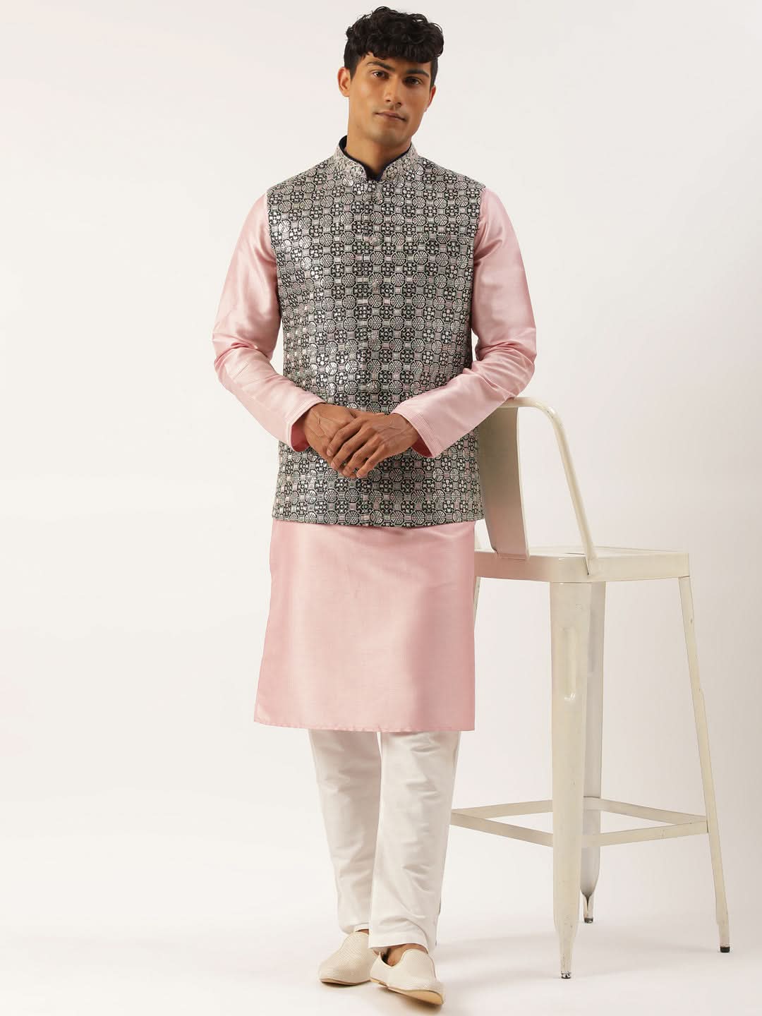 Navy Blue Embroidered Jacket