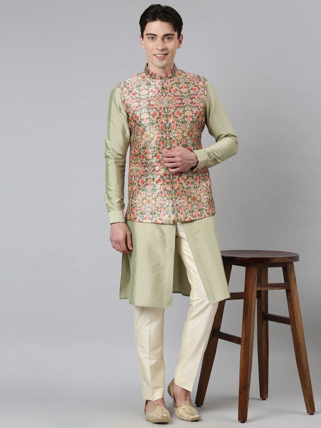 Beige Floral Print Jacket