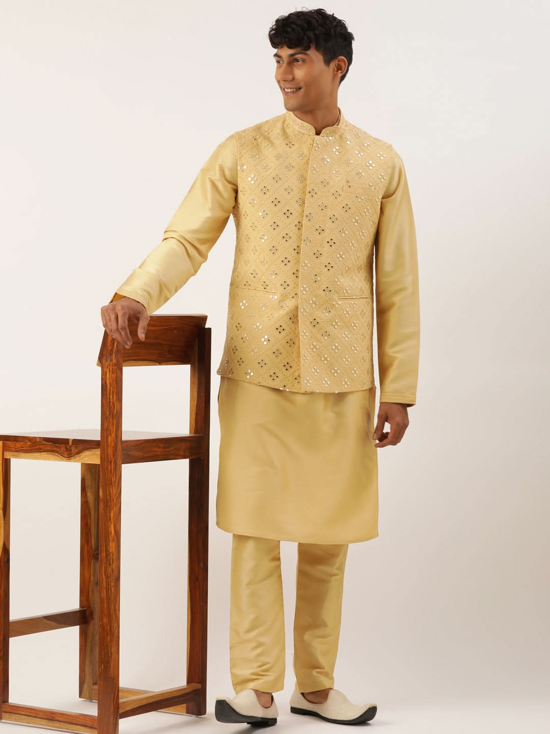 Beige Mirror Embroidered Jacket