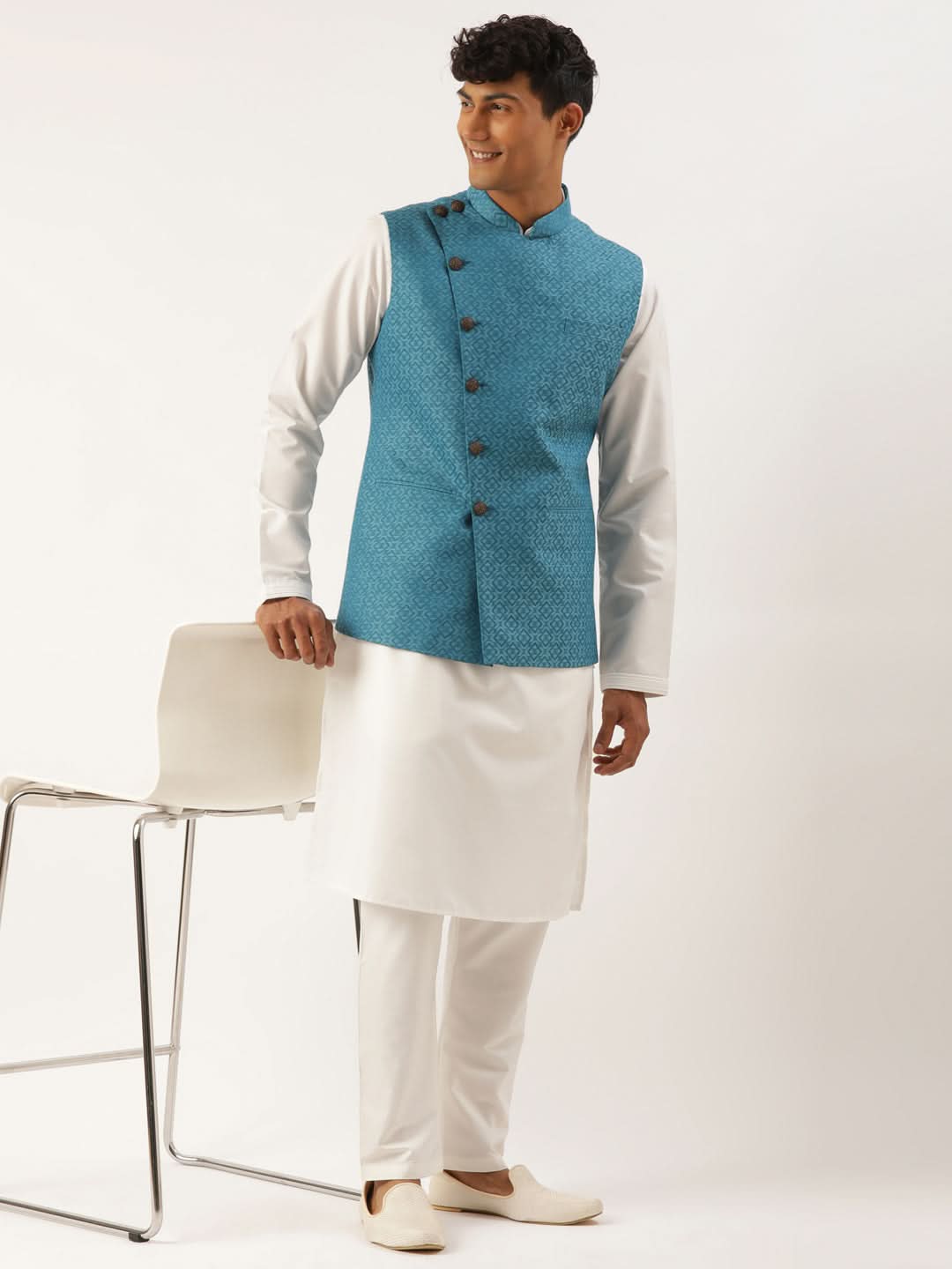 Teal Blue Cotton Jacket