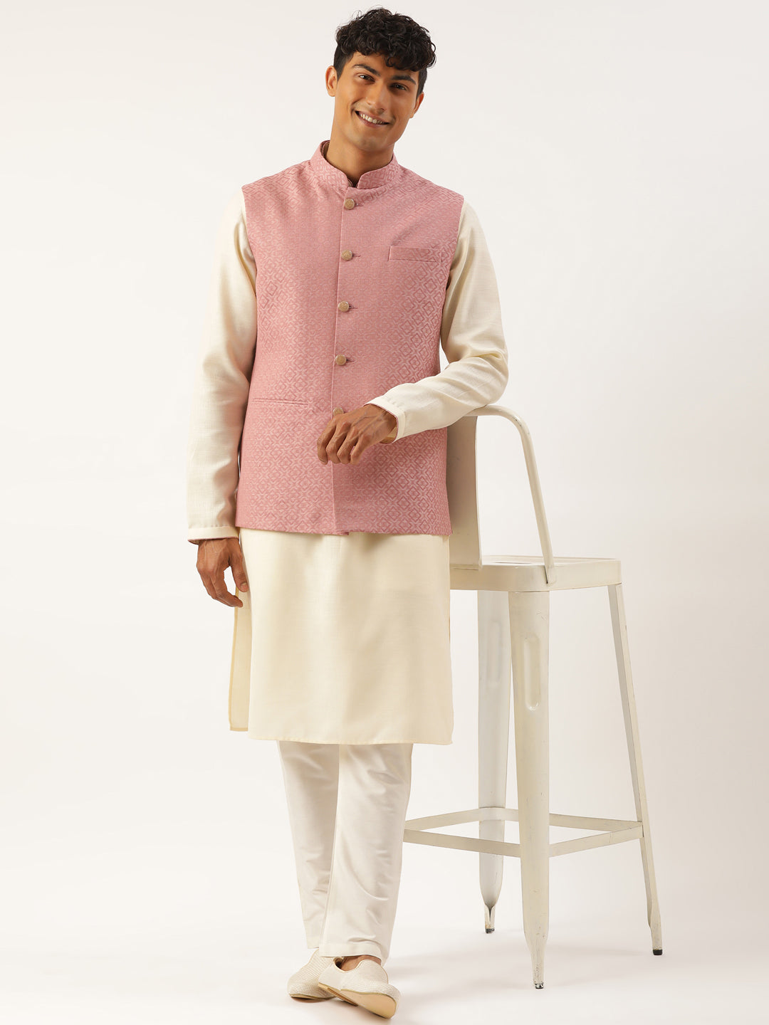Old Rose Cotton Jacquard Jacket
