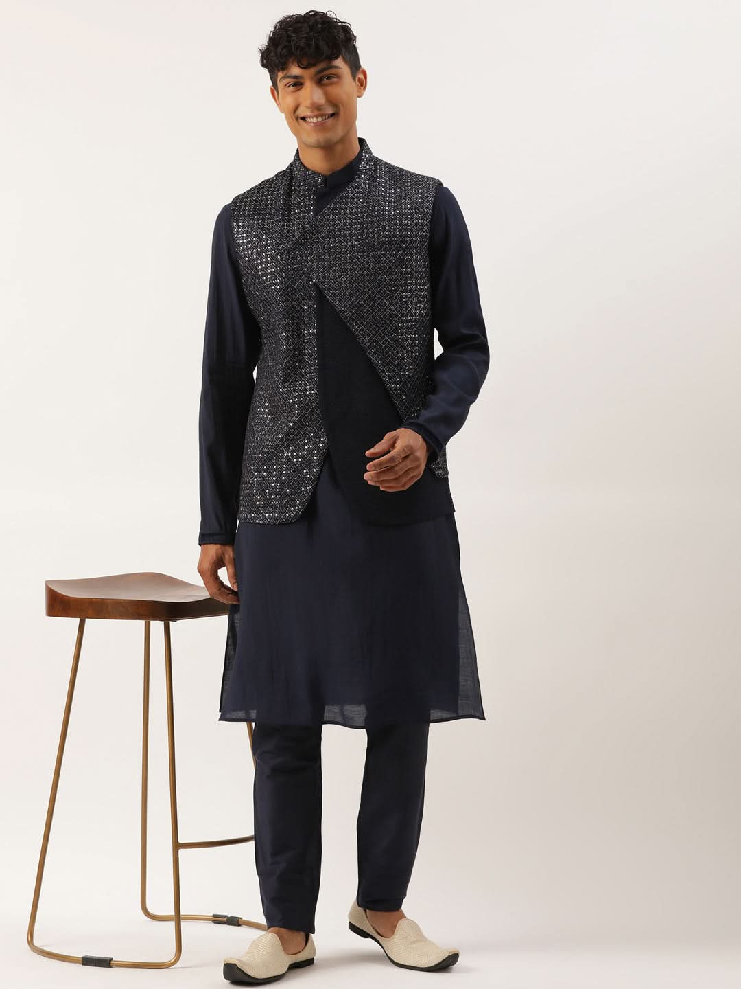 Navy Embroidered Jacket