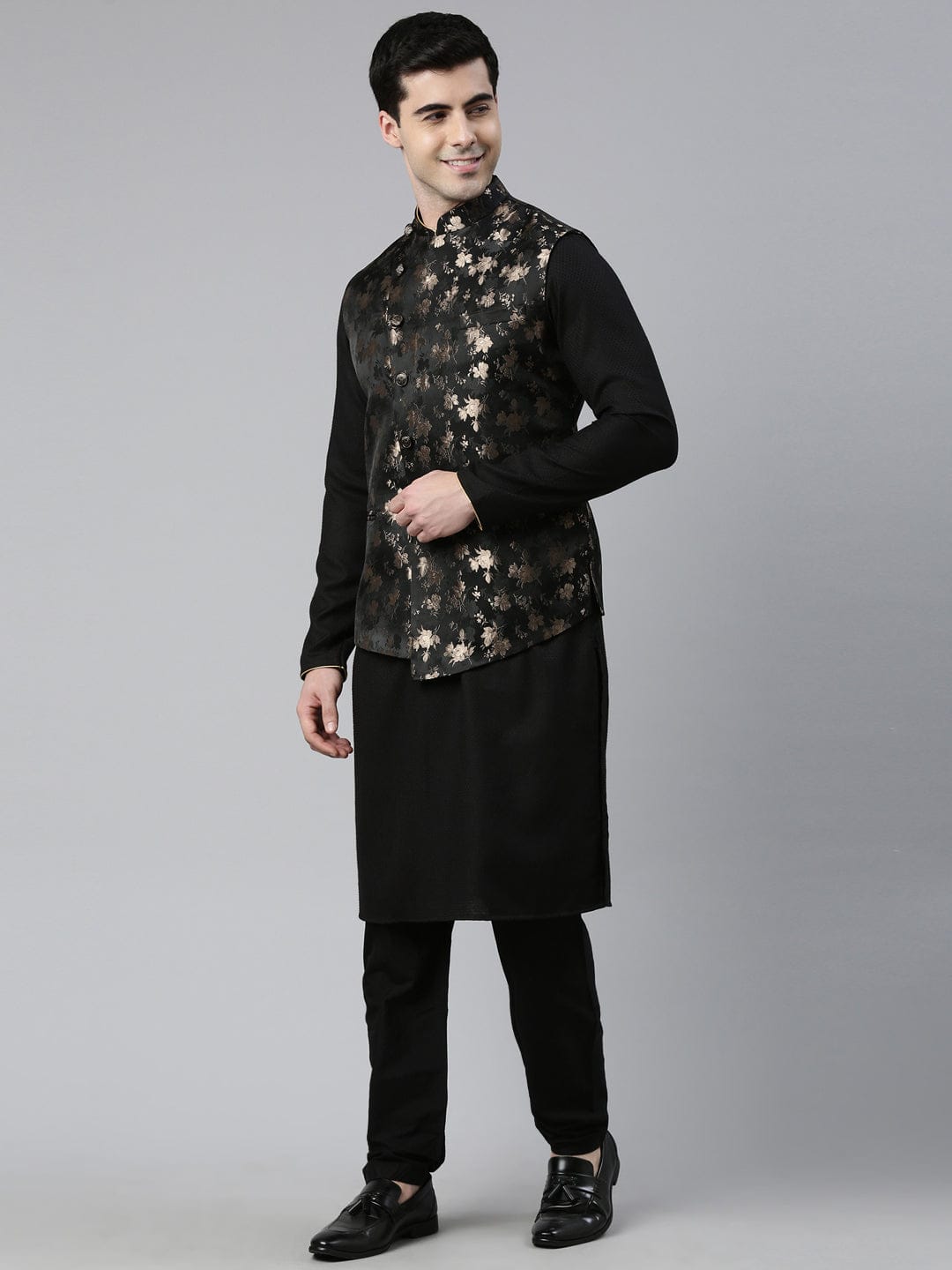 Black Gold Jacquard Print