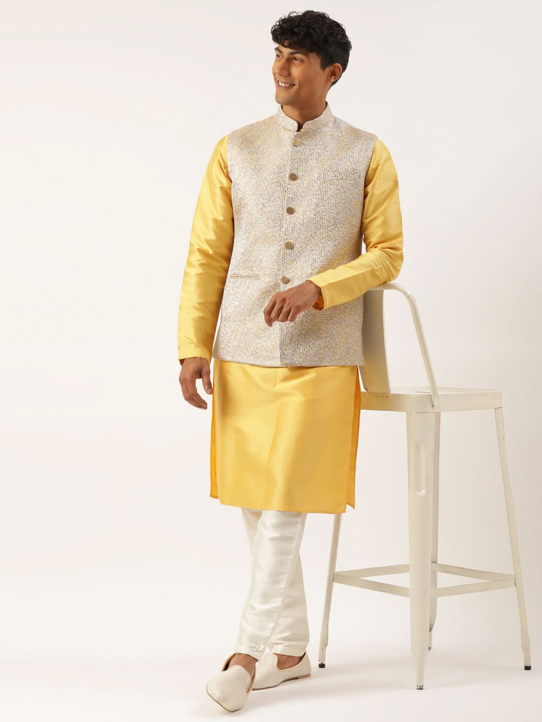 Grey Geometric Premium Textured Jacket