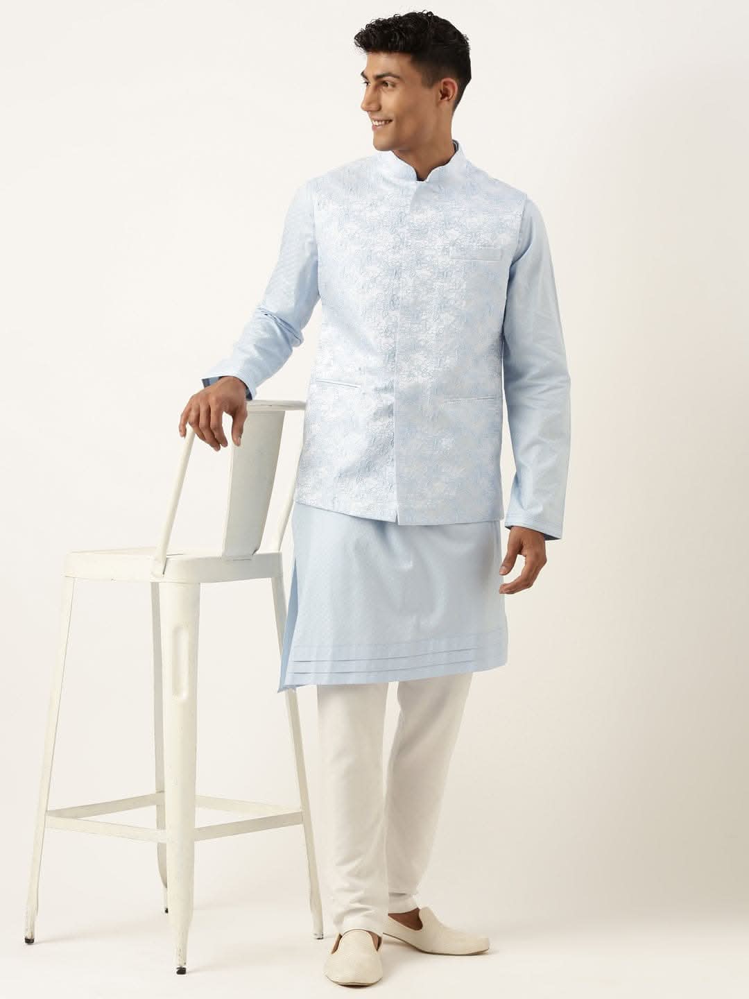 Powder Blue Jacquard Jacket