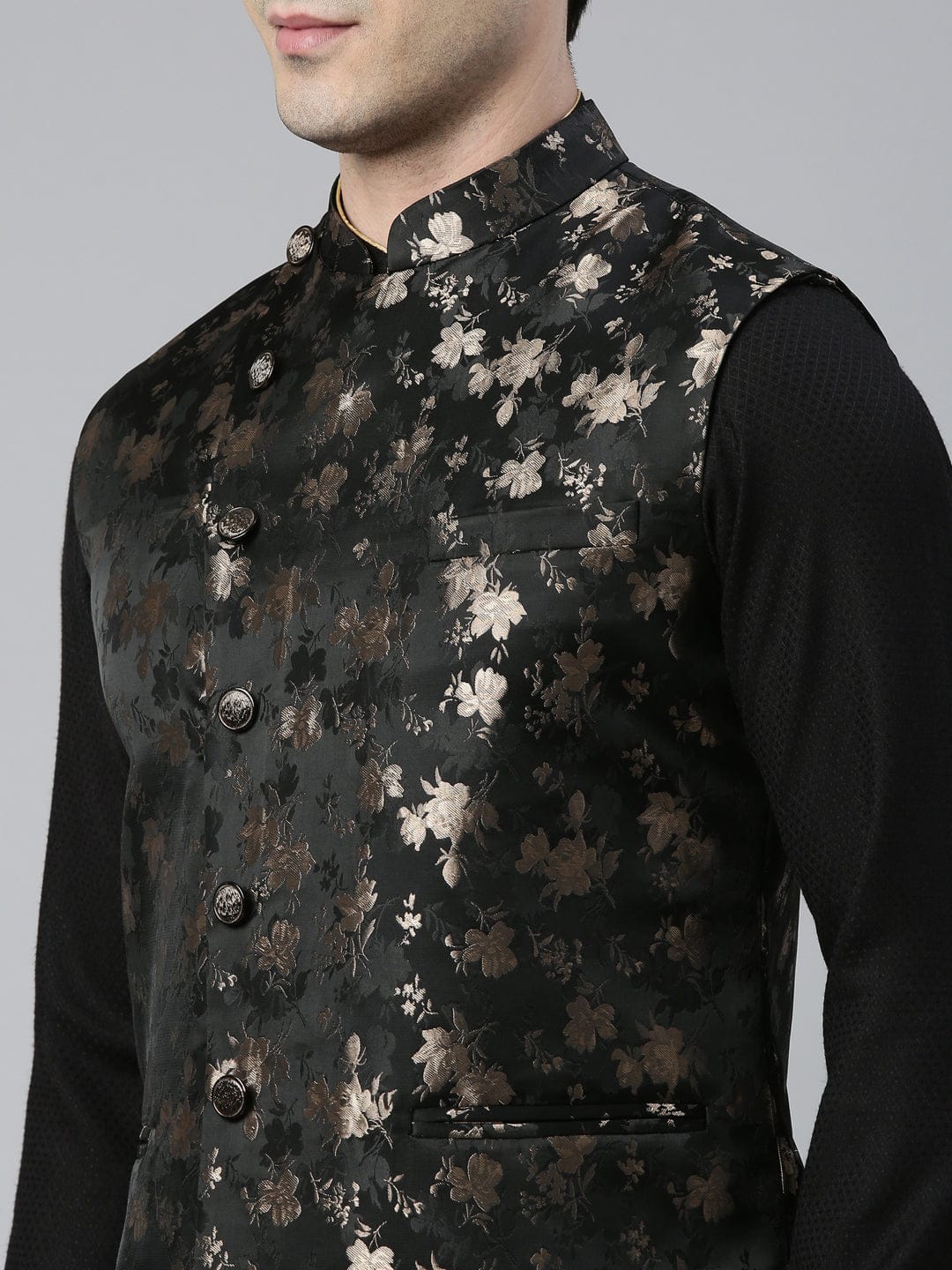Black Gold Jacquard Print