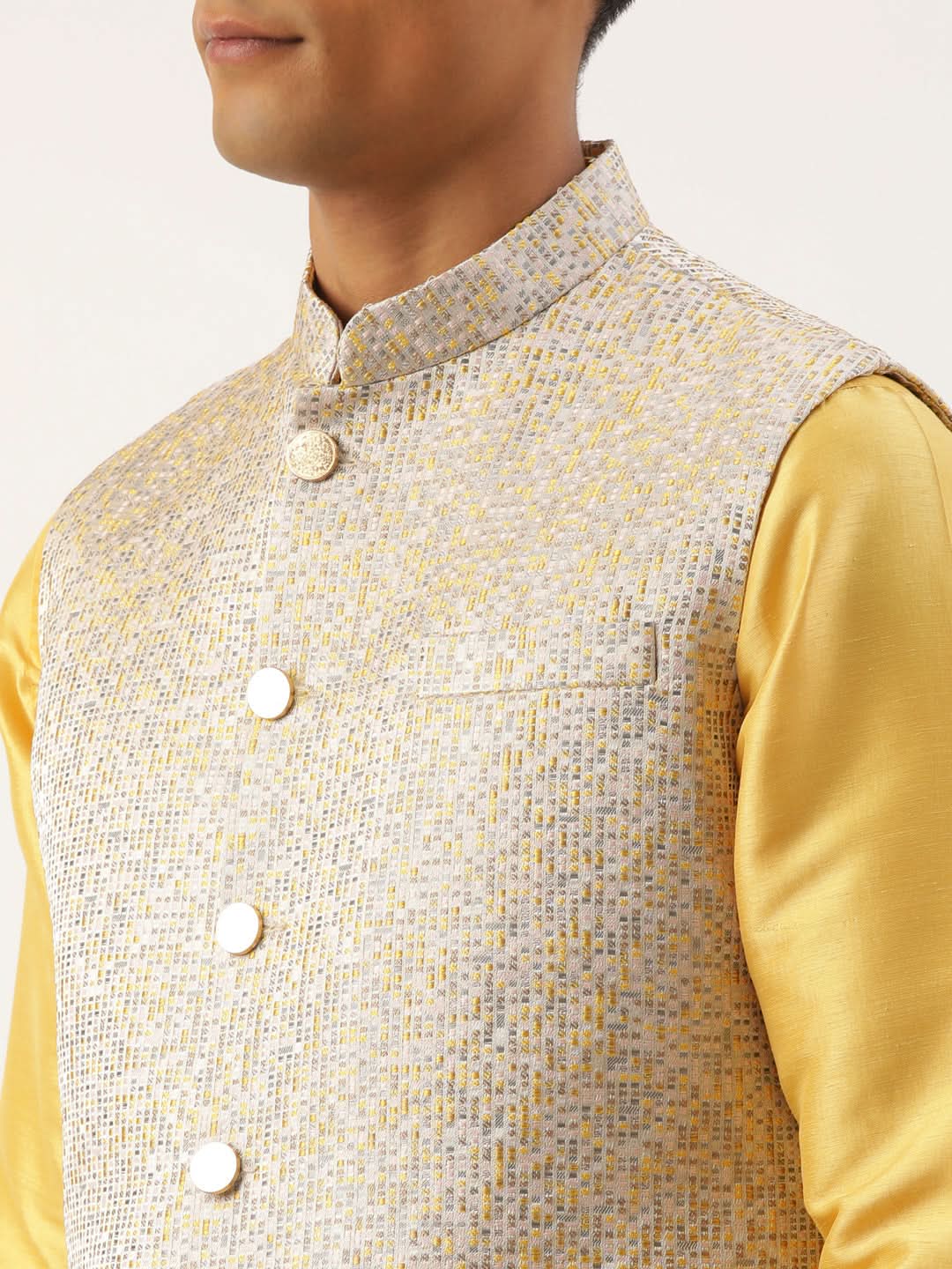 Grey Geometric Premium Textured Jacket