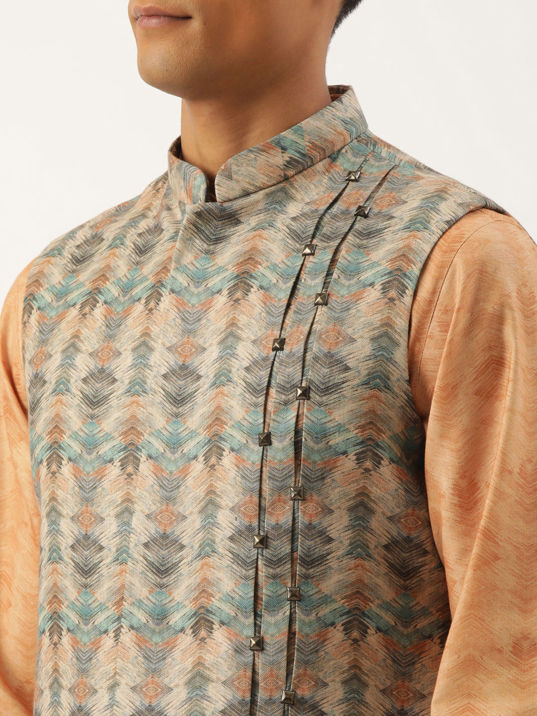 Beige Pleated Bundi