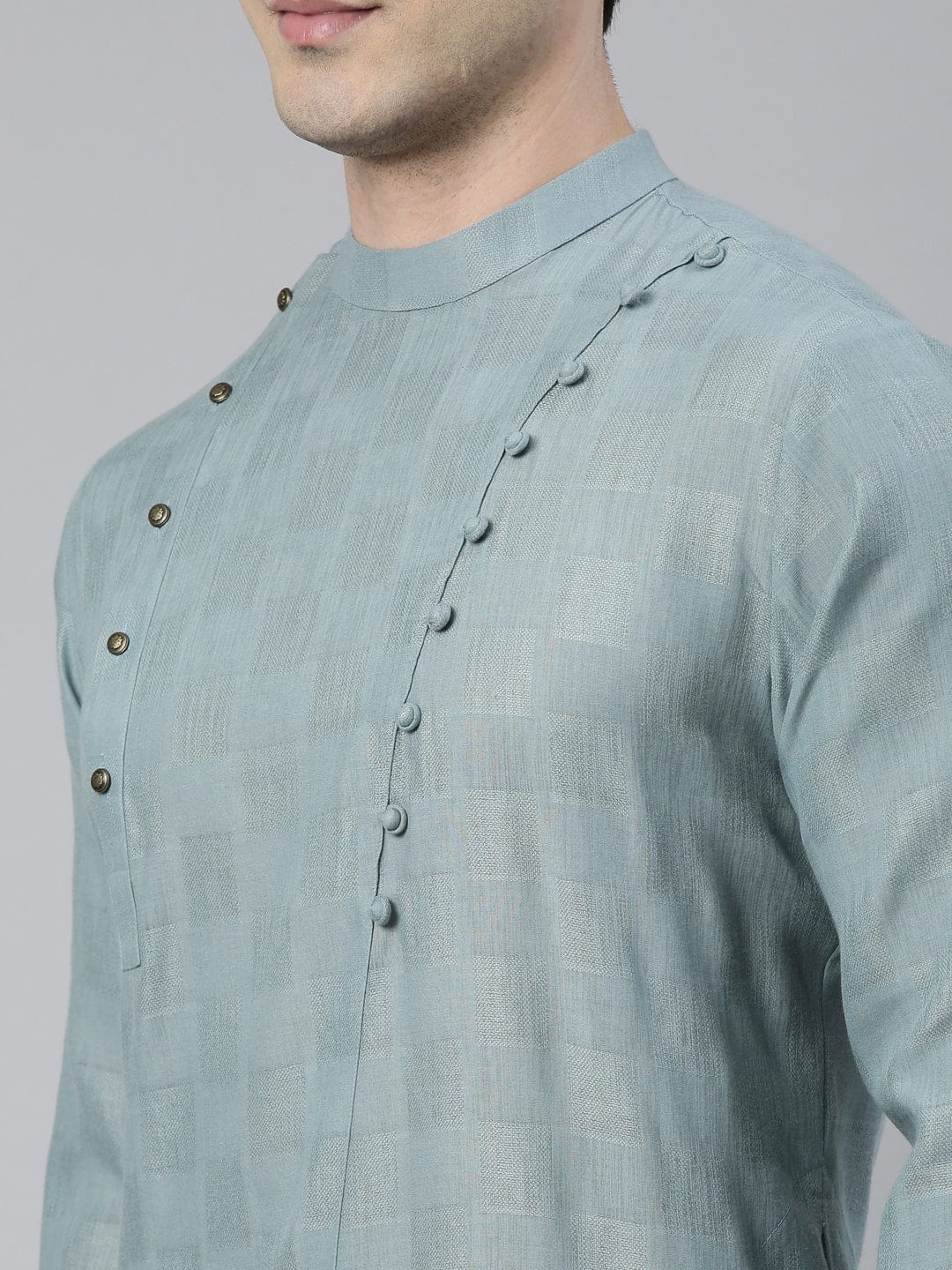Light Teal Green Asymmetrical Kurta Set