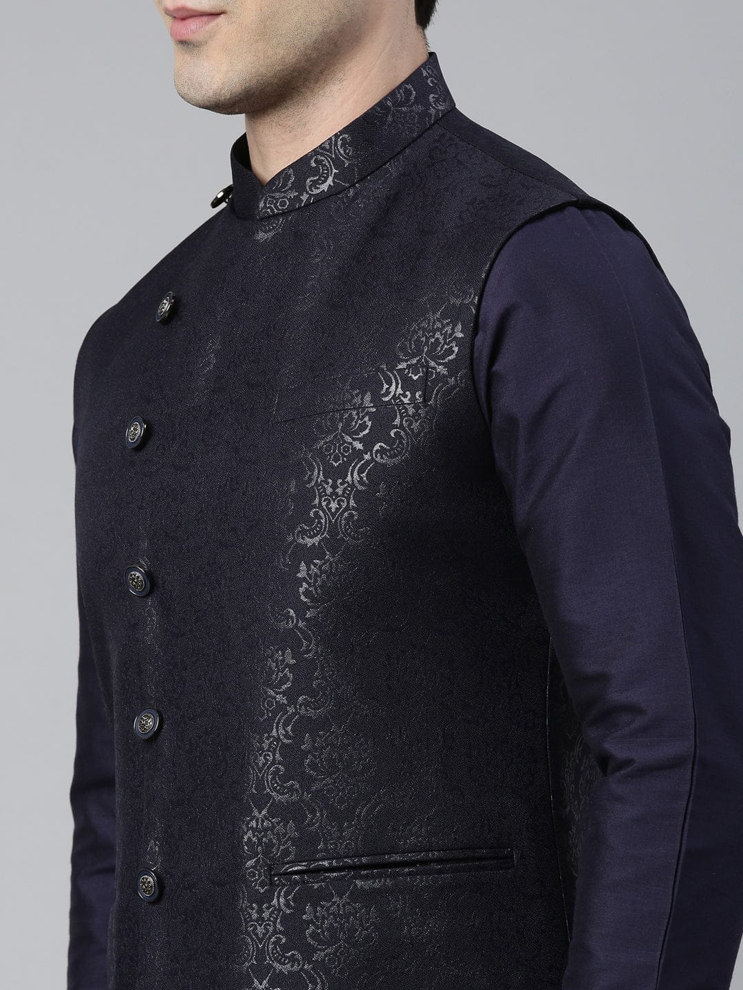 Midnight Blue Jacquard Jacket