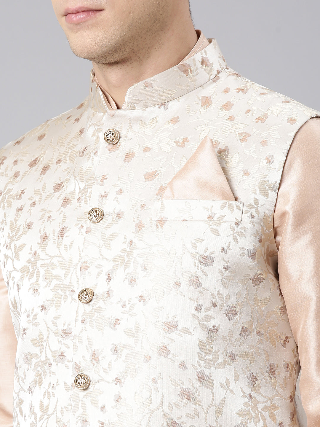 Peach Beige Jacquard Jacket