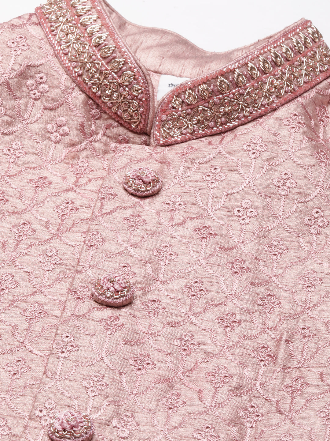 Pink Embroidered Achkan